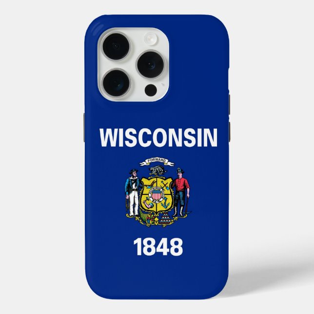 Étui Case-Mate pour iPhone 15 Pro, drapeau du Wisc (Verso)