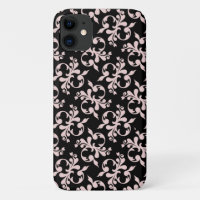 Étui Chic Rococo Rose Noir Motif Ornement    Case-