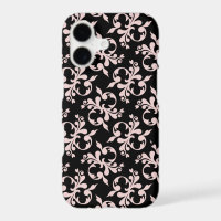 Étui Chic Rococo Rose Noir Motif Ornemental