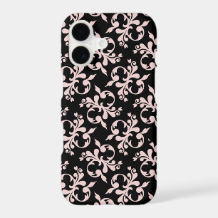 Étui Chic Rococo Rose Noir Motif Ornemental