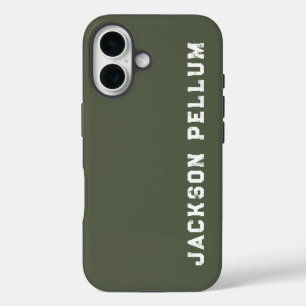 Étui de nom de monogramme vert camouflage minimali