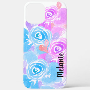 Étui de rose d'aquarelle de verdure  Coloré  Monog