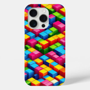 Étui de téléphone à blocs colorés isométriques 3D
