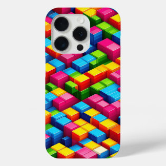 Étui de téléphone à blocs colorés isométriques 3D