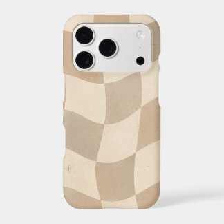 Étui de téléphone à carreaux ondulés beige
