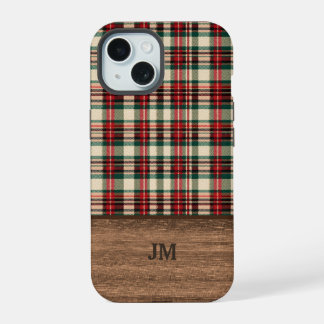 Étui de téléphone à carreaux tartan avec monogramm