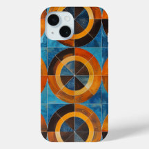 Étui de téléphone à cercles géométriques rétro gra