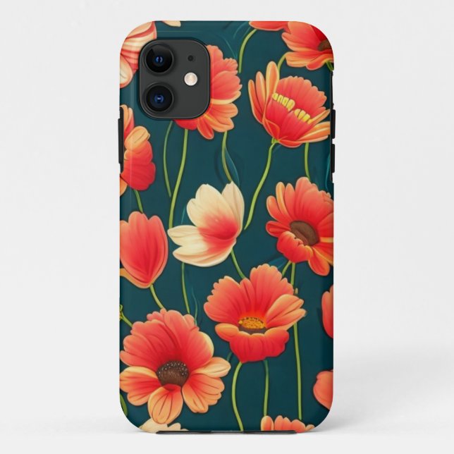 étui de téléphone à fleurs (Dos)