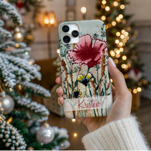 Étui de téléphone à fleurs sauvages personnalisé