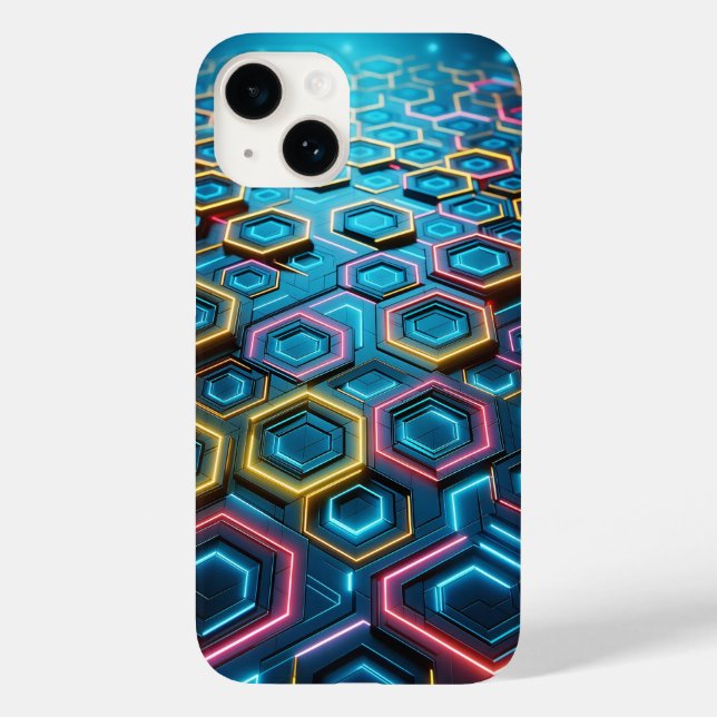 Étui de téléphone à hexagone lumineux futuriste -  (Verso)