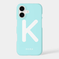 Étui de téléphone à monogramme bleu ciel