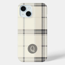 Étui de téléphone à monogramme classique à carreau