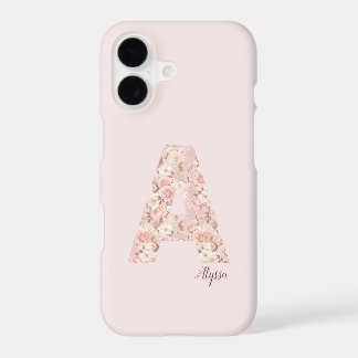 Étui de téléphone à monogramme de fleur de rose