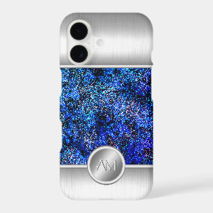 Étui de téléphone à monogramme en acier et paillet