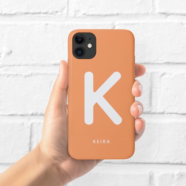 Étui de téléphone à monogramme orange corail (Créateur téléchargé)