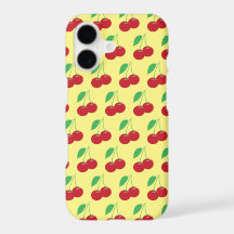 Étui de téléphone à motif cerise - Jaune