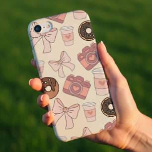Étui de téléphone à motif de café et beignets sucr