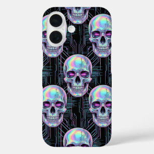 Étui de téléphone à motif de circuit crânien cyber