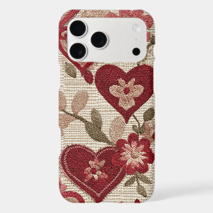 Étui de téléphone à motif de cœur floral vintage –