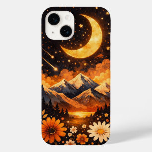 Étui de téléphone à motif de lune florale – Mignon