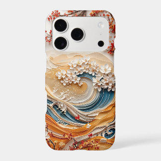 Étui de téléphone à motif de vague florale bleu et