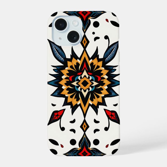 Étui de téléphone à motif d'étoile de l'art folklo (Verso)