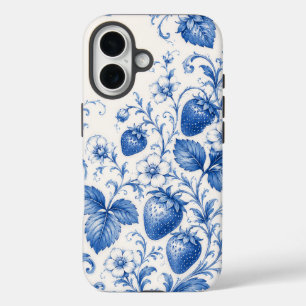 Étui de téléphone à motif floral de fraise en chin