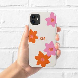 Étui de téléphone à motif floral rétro