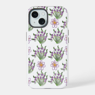 Étui de téléphone à motif floral violet néon
