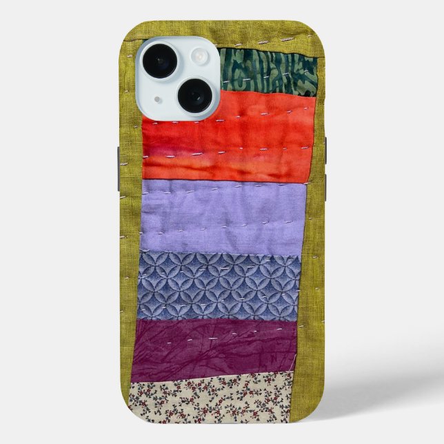 Étui de téléphone à motif patchwork moderne décalé (Verso)