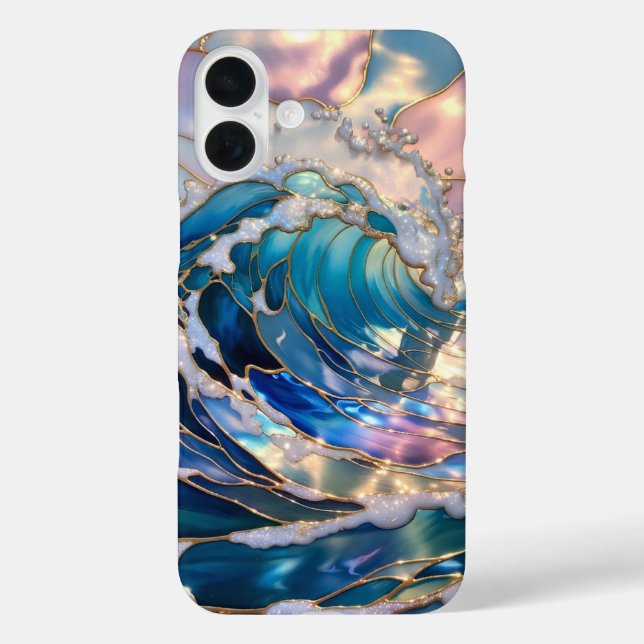 Étui de téléphone à motif vague océan pastel (Verso)