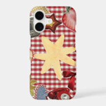 Étui de téléphone à nœud papillon en vichy rouge m