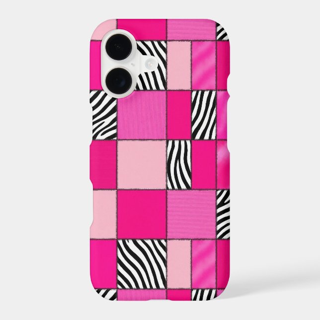 Étui de téléphone à patchwork rose chaud et imprim (Verso)