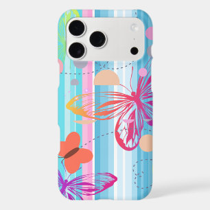 Étui de téléphone à rayures papillon pastel