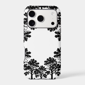 Étui de téléphone à silhouette d'arbres noirs