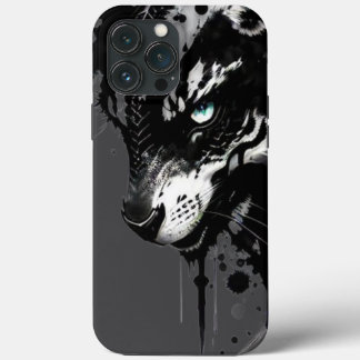 Étui de téléphone à thème loup Un noir et blanc fé