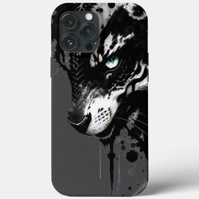 Étui de téléphone à thème loup Un noir et blanc fé (Verso)