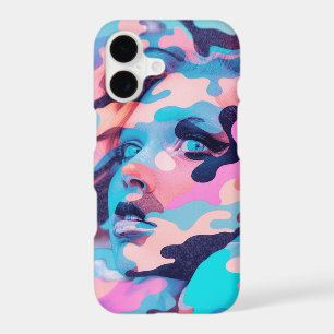 Étui de téléphone abstrait camouflage néon pastel