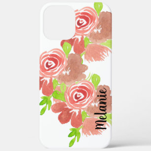 Étui de téléphone aquarelle rose floral rose blush