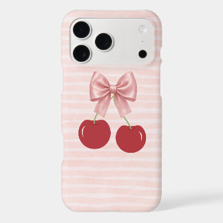 Étui de téléphone avec nœud rose et cerises