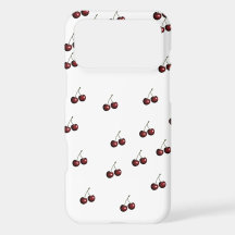 Étui de téléphone blanc à motif cerise minimaliste
