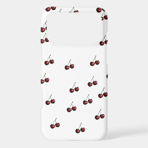 Étui de téléphone blanc à motif cerise minimaliste