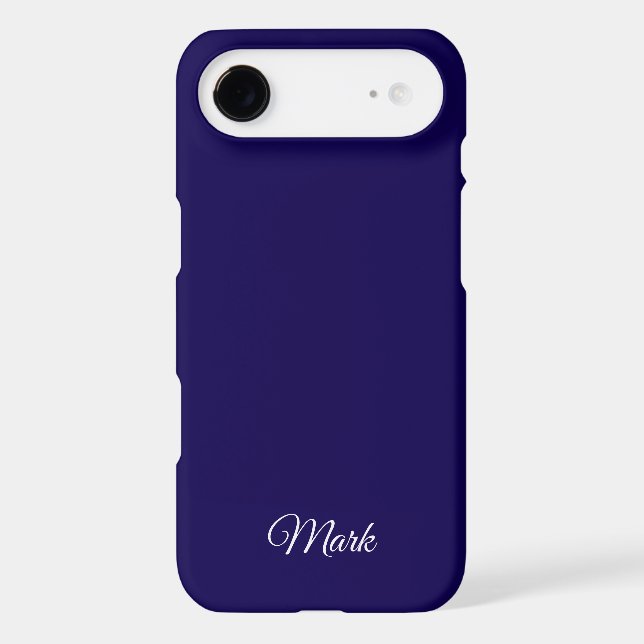 Étui de téléphone bleu marine personnalisé – Nom p (Verso)