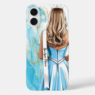 Étui de téléphone de concours Blue et or paillette