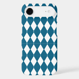 Étui de téléphone diamant Harlequin bleu et blanc