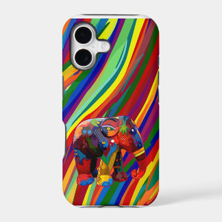 Étui de téléphone éléphant abstrait en couleur int