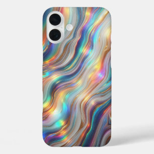 Étui de téléphone en agate arc-en-ciel iridescent 
