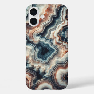 Étui de téléphone en agate bleue et ambre de luxe 