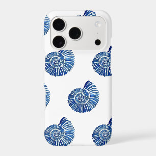 Étui de téléphone en aquarelle bleue Ammonite