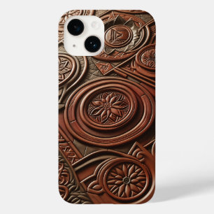 Étui de téléphone en bois sculpté de luxe à motifs